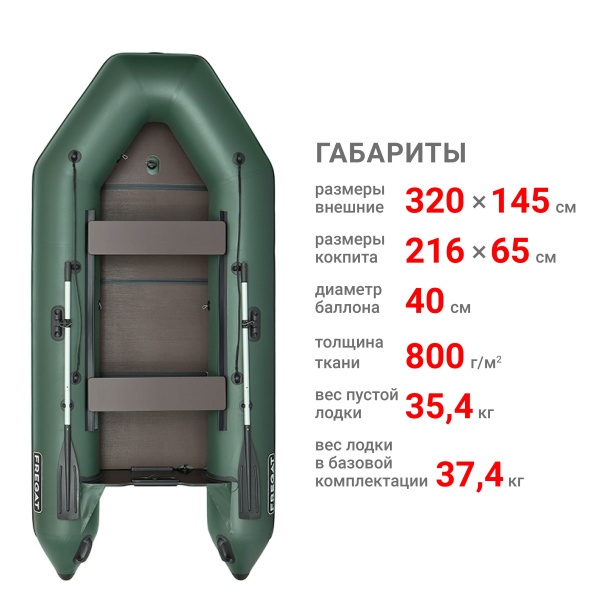 320 ЕК с килем Лодка (зеленая 58)