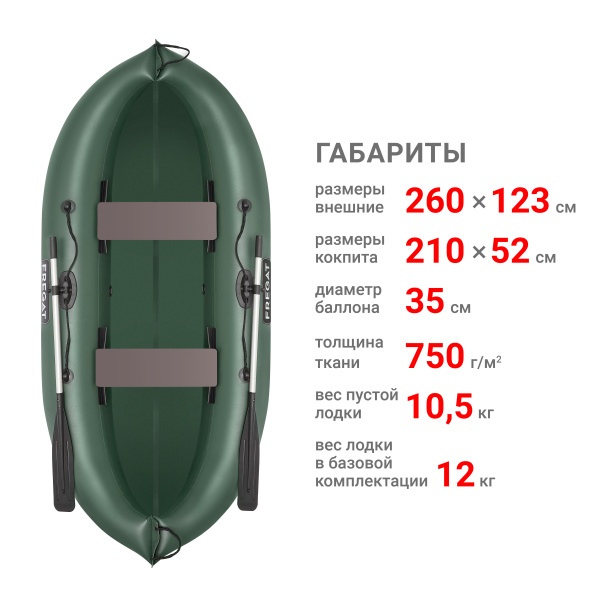 М-2 У (260 см) Лодка (зеленая 2453)